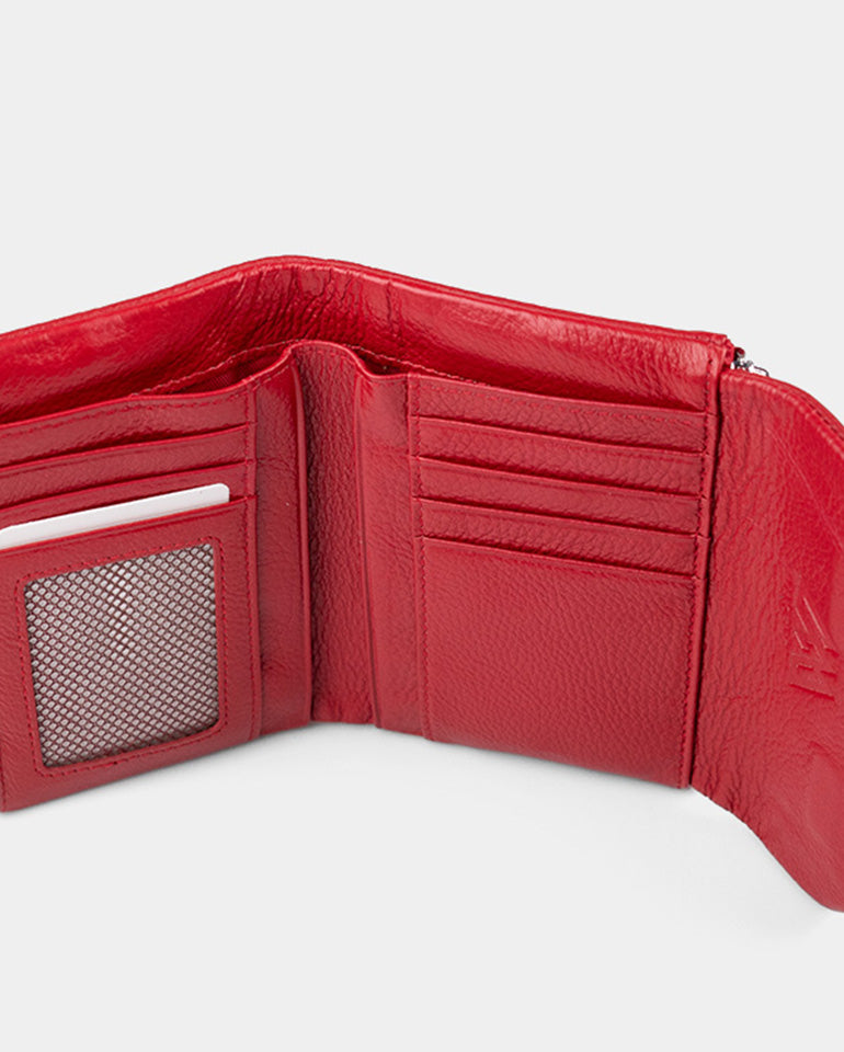 MAK Signature Soft - Дамско портмоне от естествена кожа в червено