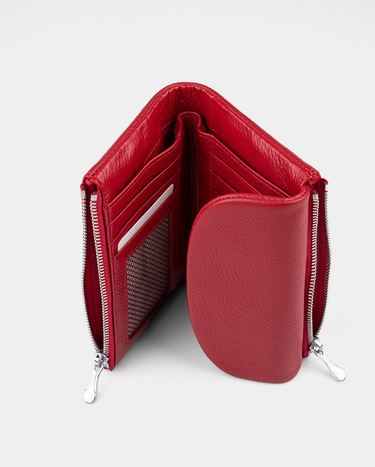 MAK Signature Soft - Дамско портмоне от естествена кожа в червено