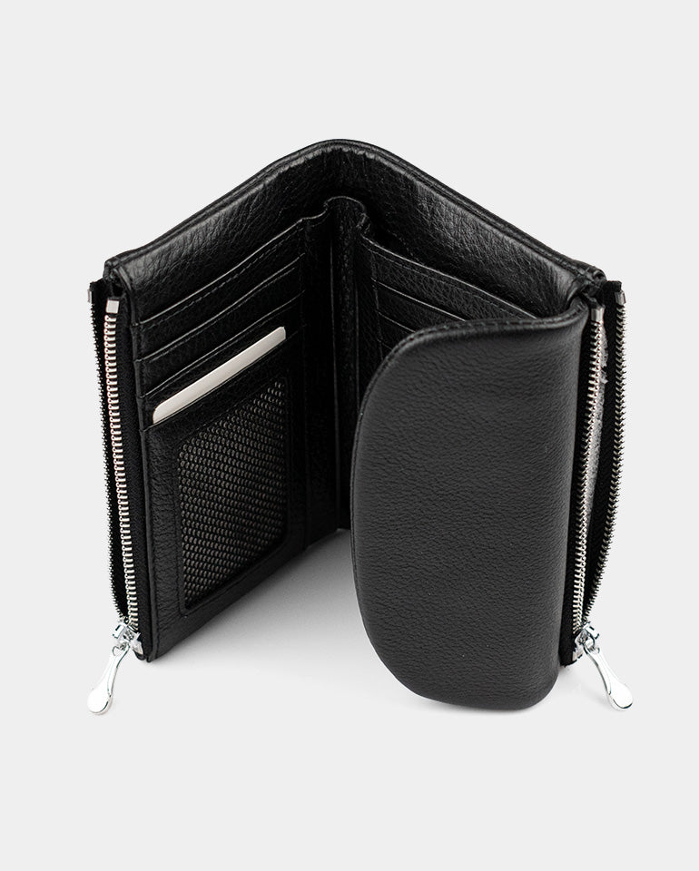 MAK Signature Soft - Дамско портмоне от естествена кожа в черно