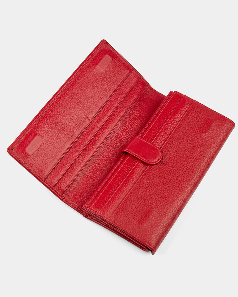 MAK Signature Elegance Ruby - Дамско портмоне от естествена кожа в червено