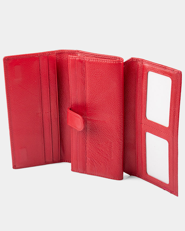 MAK Signature Elegance Ruby - Дамско портмоне от естествена кожа в червено