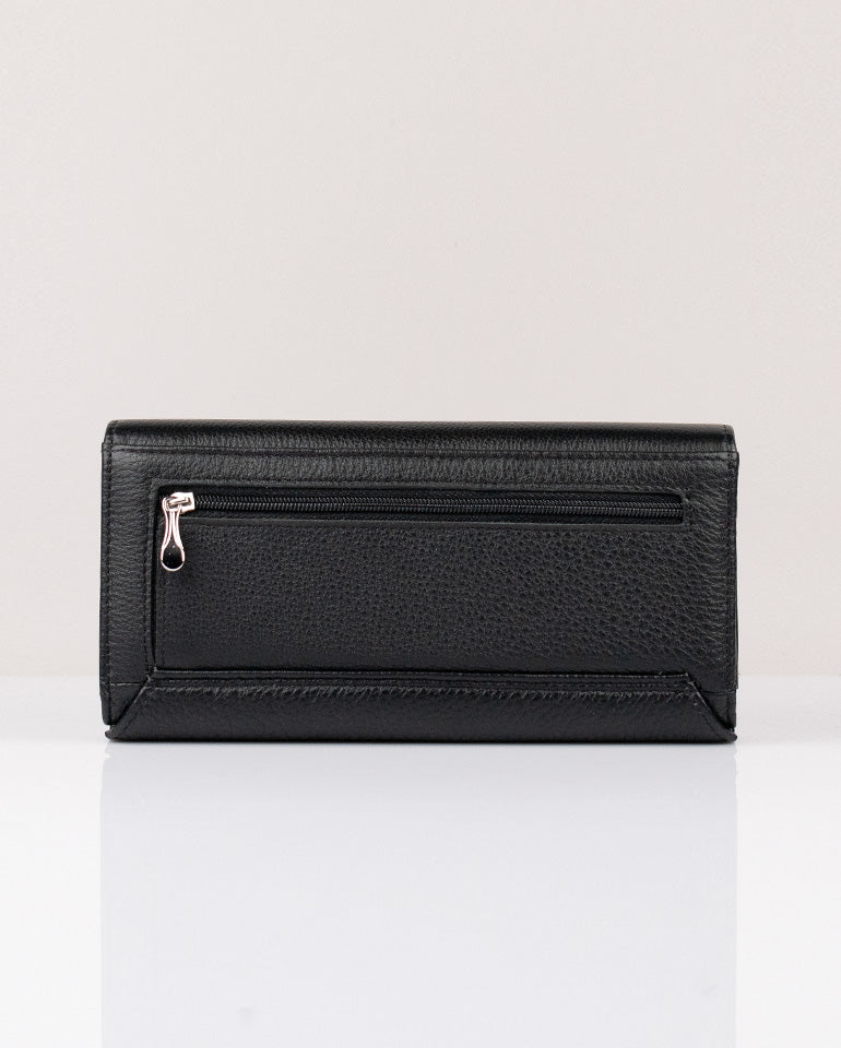 MAK Signature Elegance Noir - Дамско портмоне от естествена кожа в черно