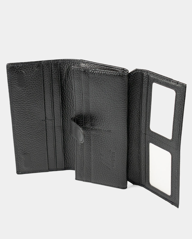 MAK Signature Elegance Noir - Дамско портмоне от естествена кожа в черно