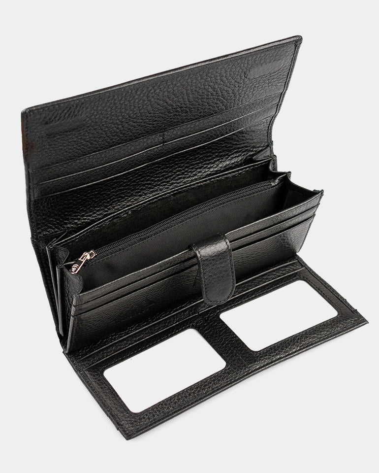 MAK Signature Elegance Noir - Дамско портмоне от естествена кожа в черно