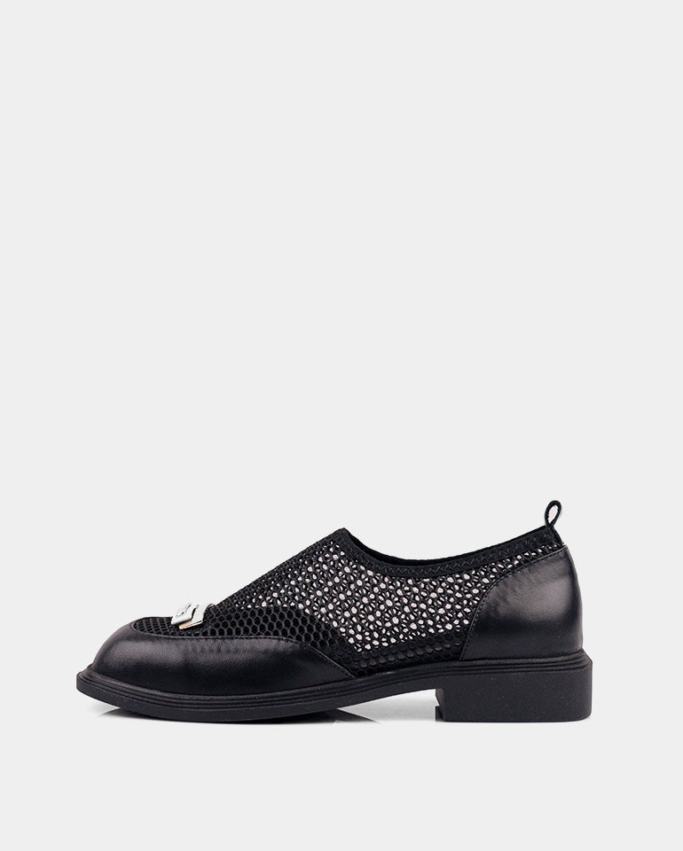 Клео - Естествена кожа и мрежа в черно