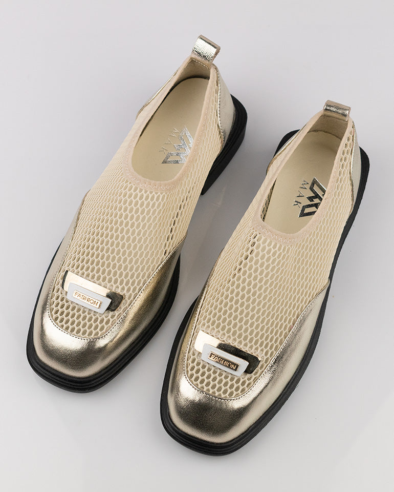 Клео - Естествена кожа и мрежа в бежово