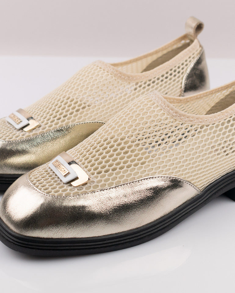 Клео - Естествена кожа и мрежа в бежово