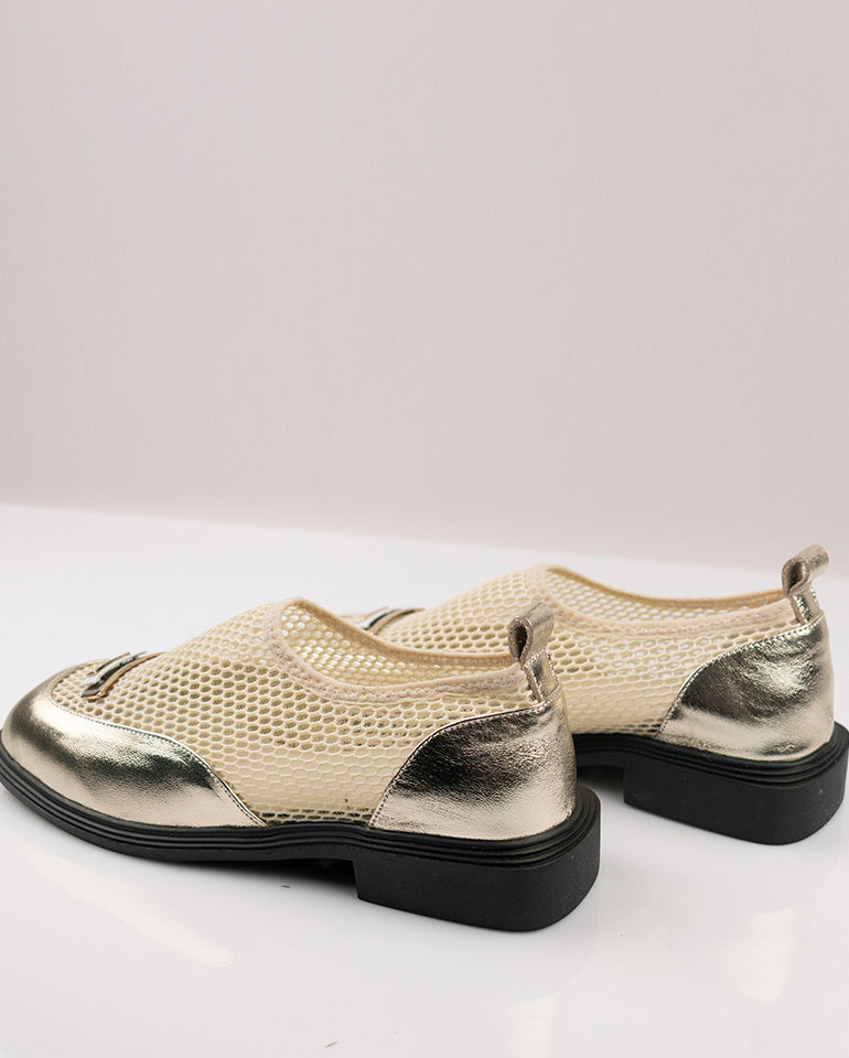 Клео - Естествена кожа и мрежа в бежово