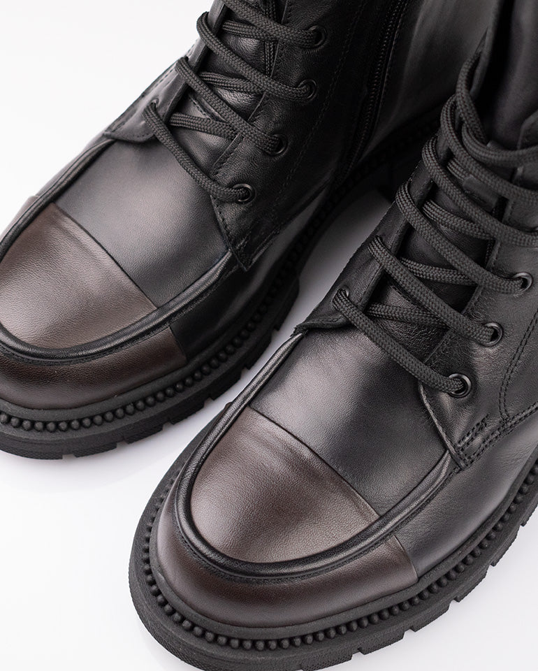 Фиора - Естествена кожа в черно и кафяво