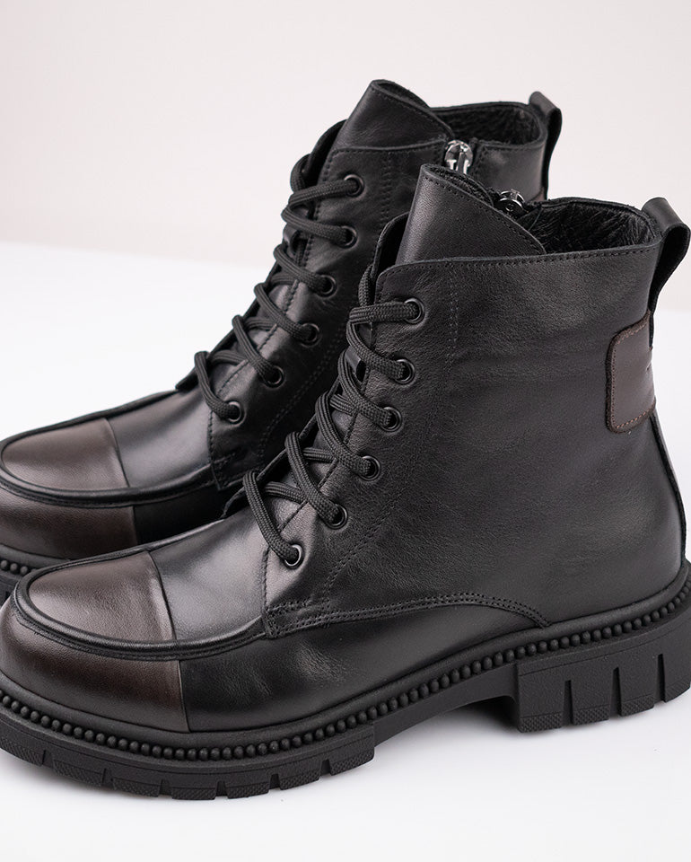 Фиора - Естествена кожа в черно и кафяво