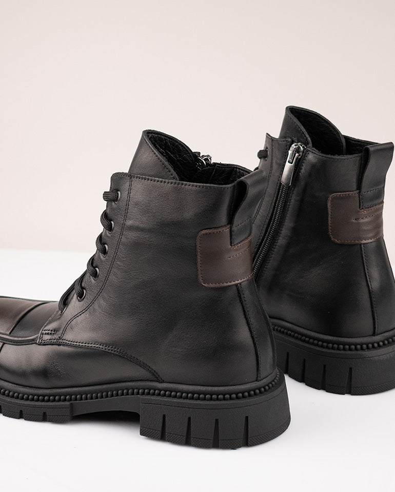 Фиора - Естествена кожа в черно и кафяво