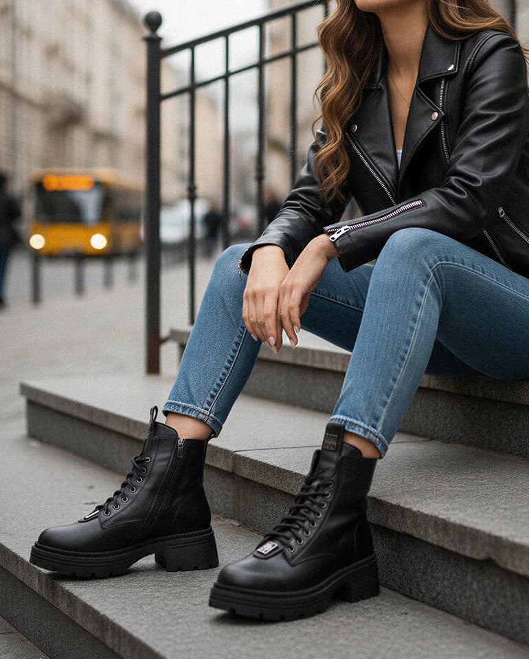 Беатрис - Естествена кожа в черно