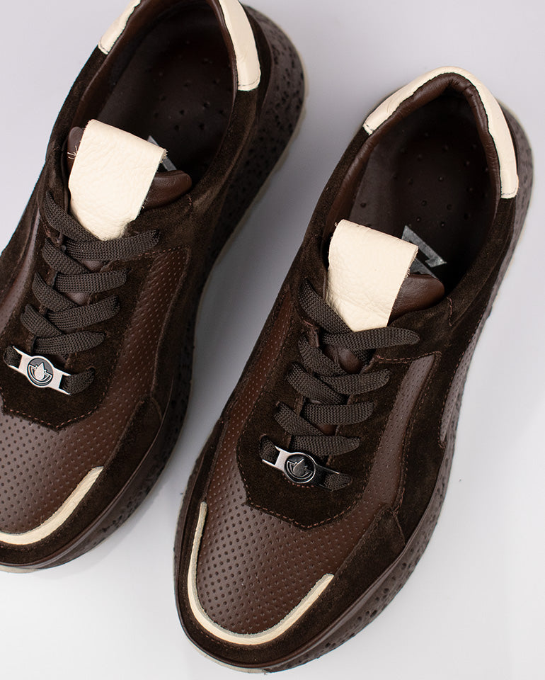 Веларис - Естествена кожа и велур в кафяво и бежово