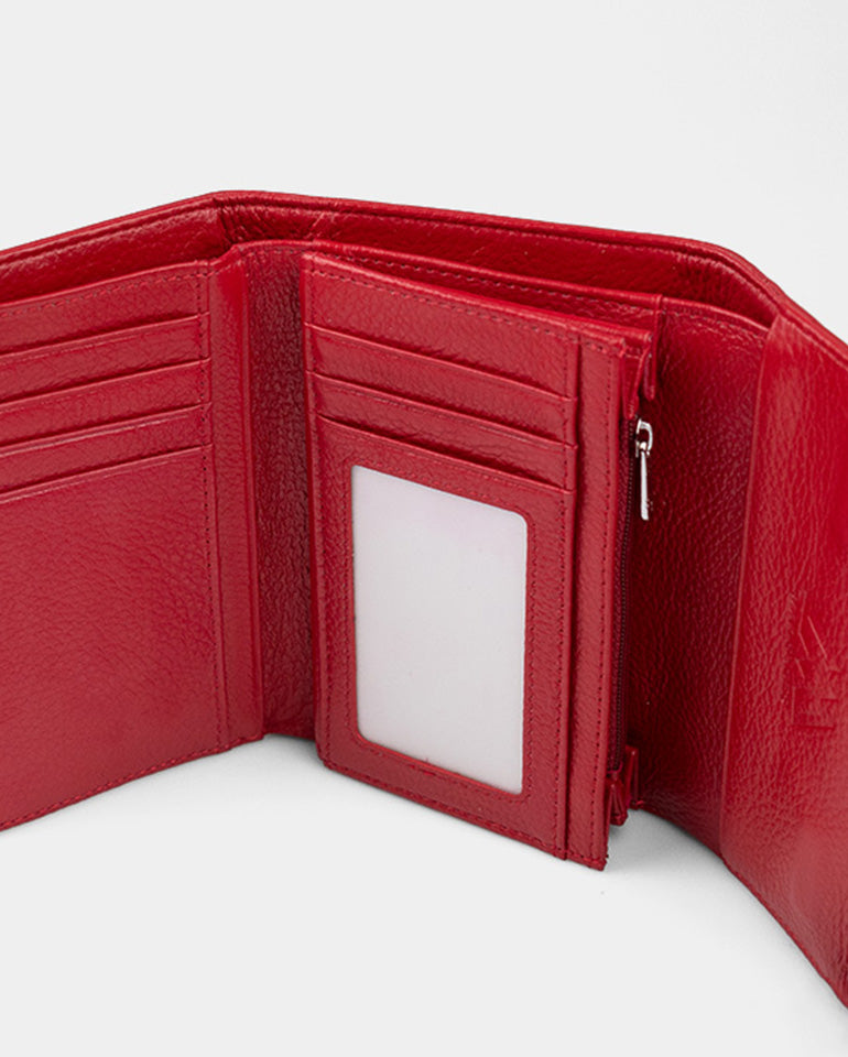 MAK Signature - Дамско портмоне от естествена кожа в червено