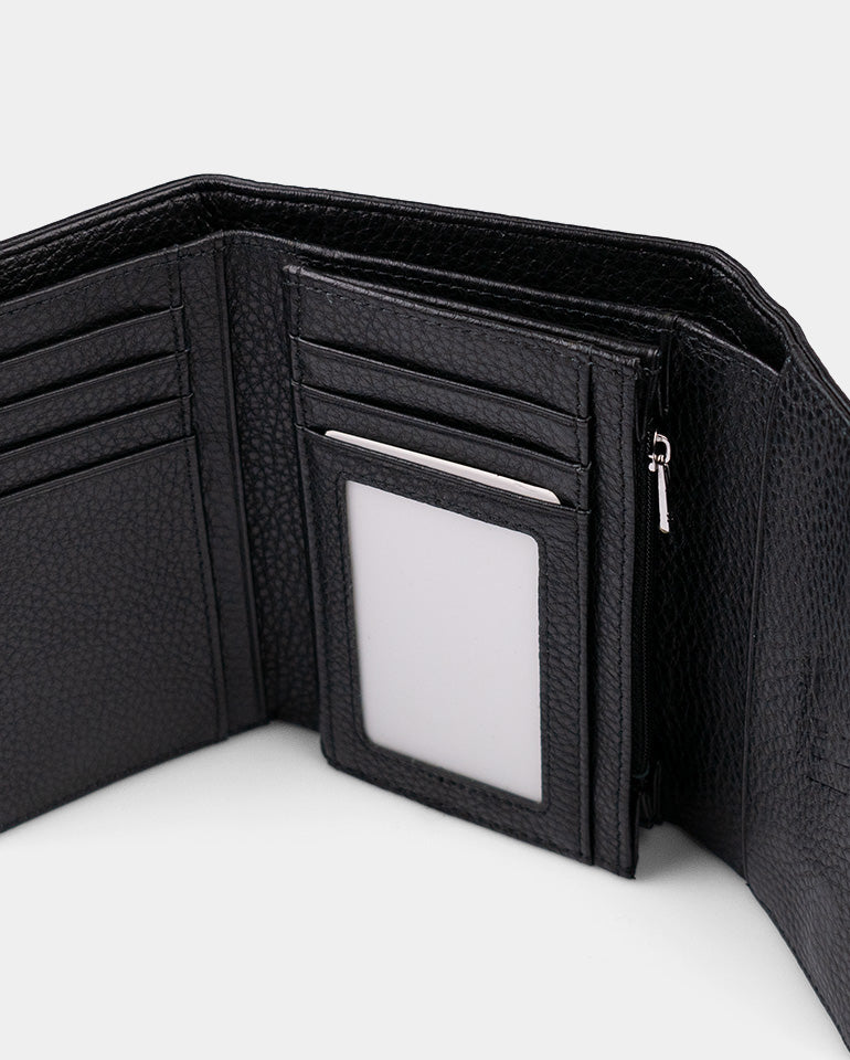 MAK Signature - Дамско портмоне от естествена кожа в черно