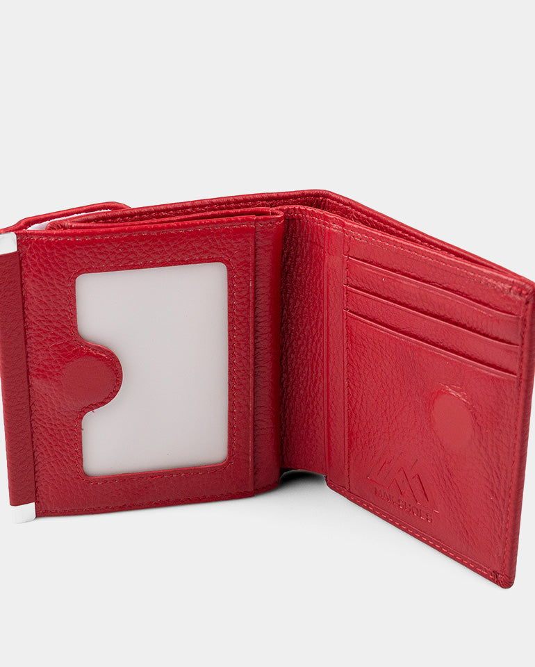 MAK Signature Slim - Дамско портмоне от естествена кожа в червено