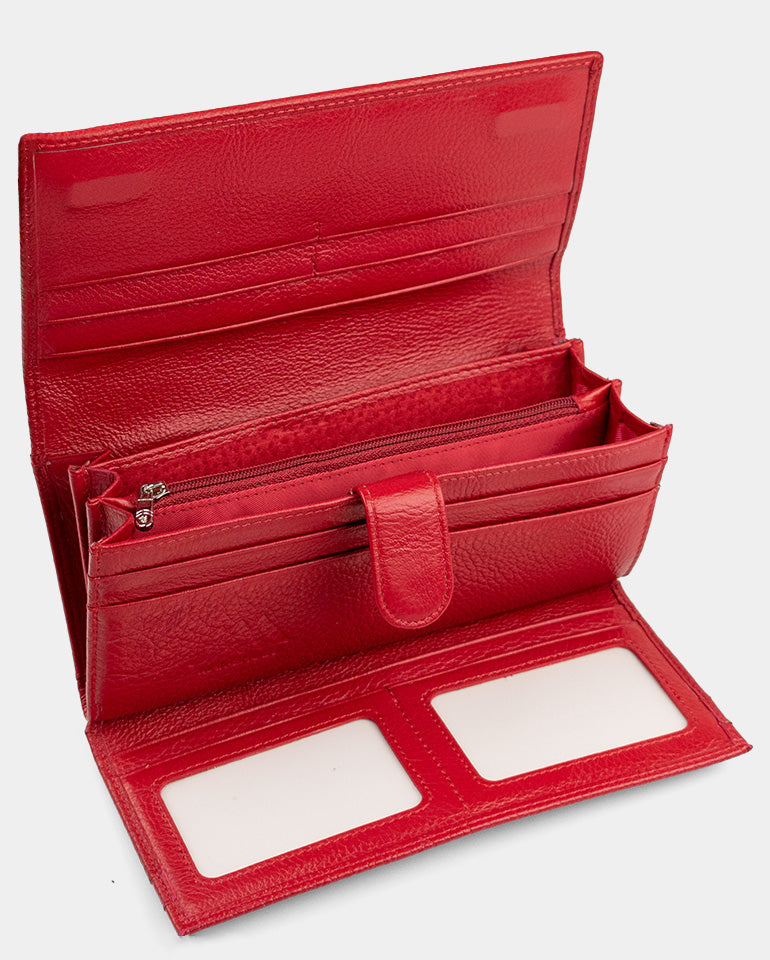 MAK Signature Elegance Ruby - Дамско портмоне от естествена кожа в червено