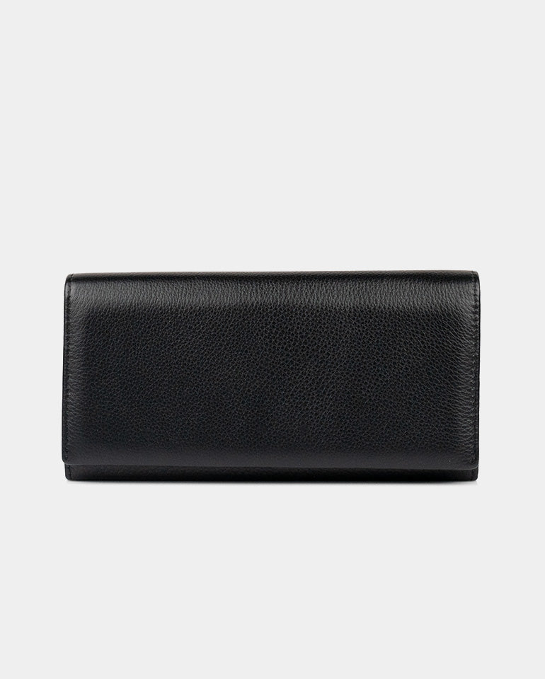 MAK Signature Elegance Noir - Дамско портмоне от естествена кожа в черно