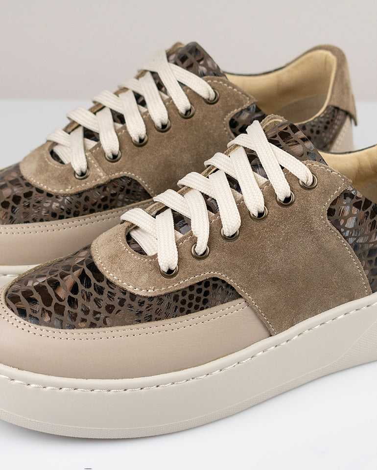 Алекс - Естествена кожа в бежово и визон