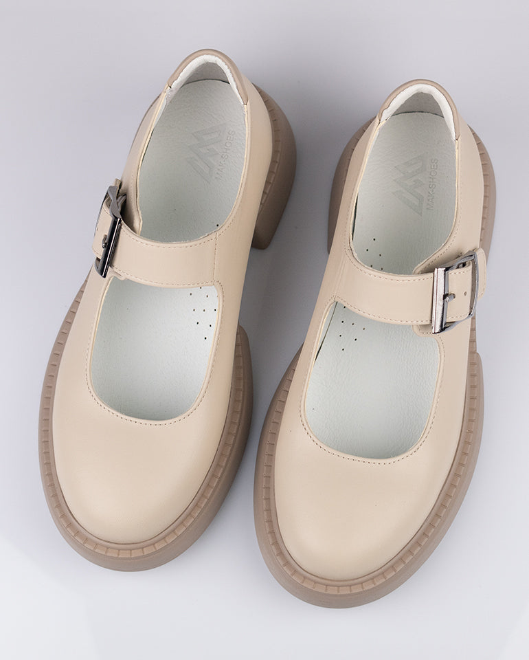 Моли - Естествена кожа в цвят бежово