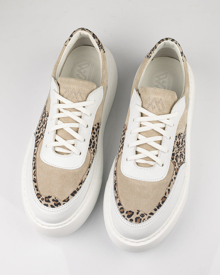 Луси - Естествена кожа в бяло и леопард