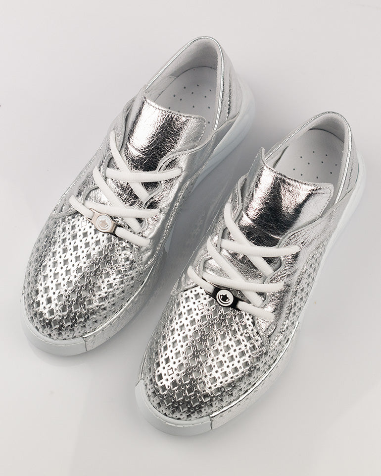 Айви - Естествена кожа в сребристо