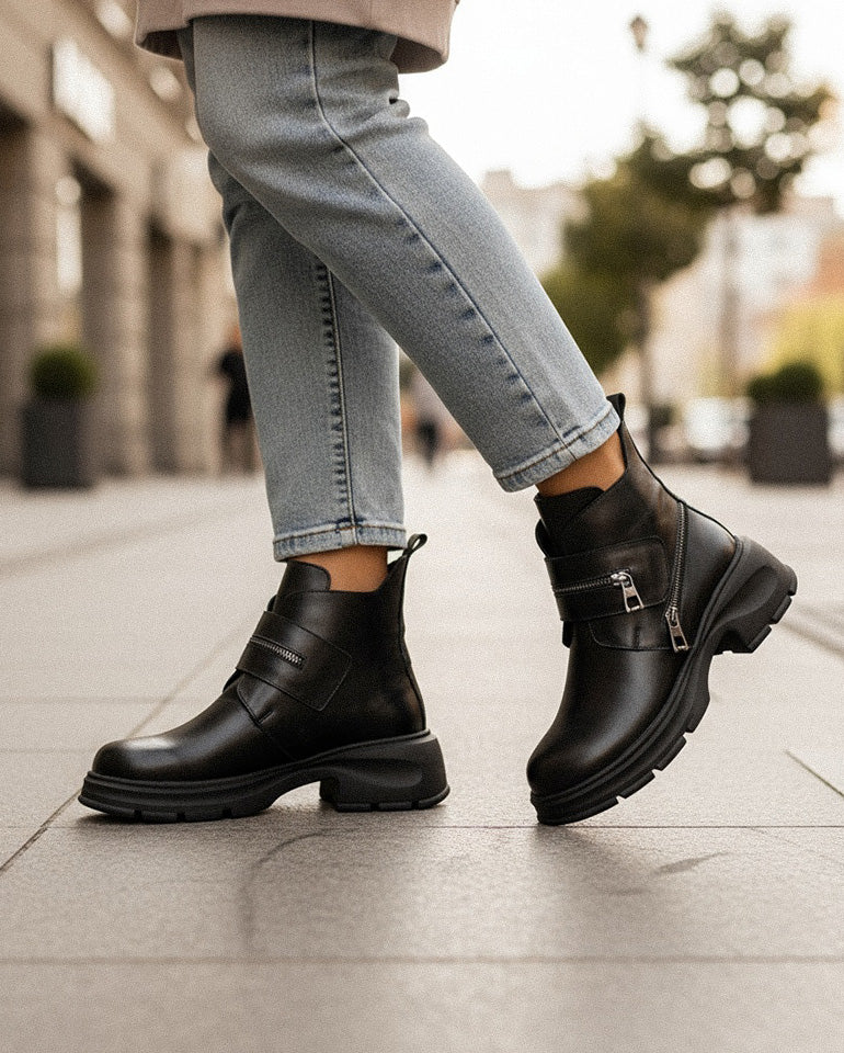 Елия - Естествена кожа в черно