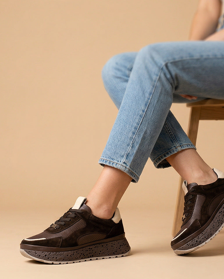 Веларис - Естествена кожа и велур в кафяво и бежово