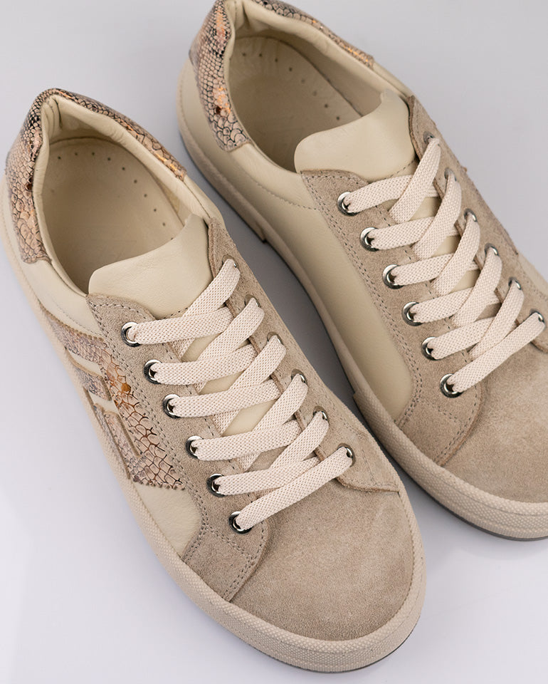 Валентина - Естествена кожа и велур в бежово