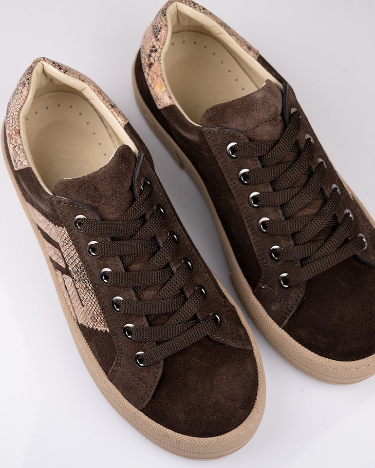 Валентина - Естествена кожа и велур в кафяво