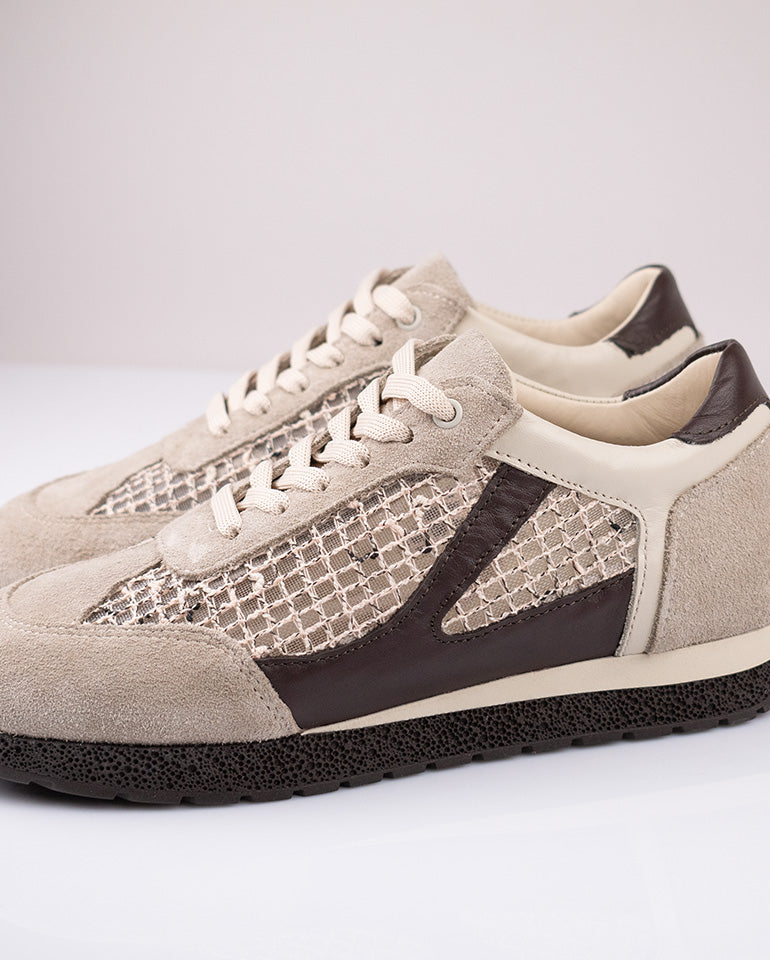 Алесандра - Естествена кожа и велур в бежово