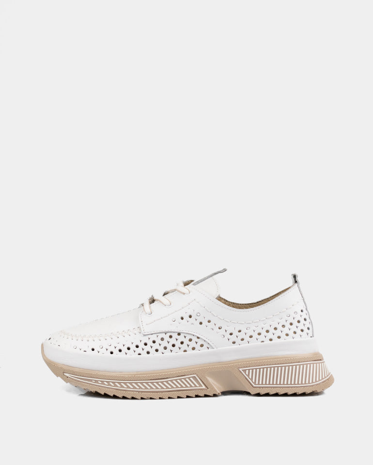 Лорена - Дамски маратонки от естествена кожа в бяло