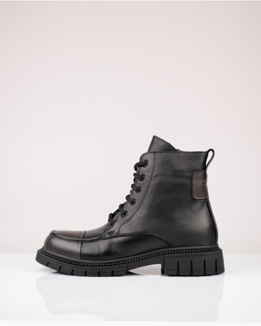 Естествена кожа в черно и кафяво